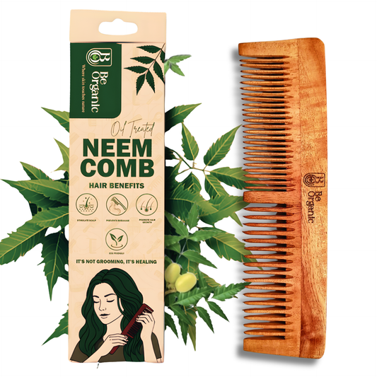 Dual Tooth Neem Wood Comb for Hair Fall & Dandruff | Be Organic