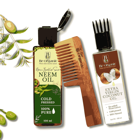 Natural hair and scalp care kit – Neem Oil, Virgin Coconut Oil, Neem Comb | Be Organic