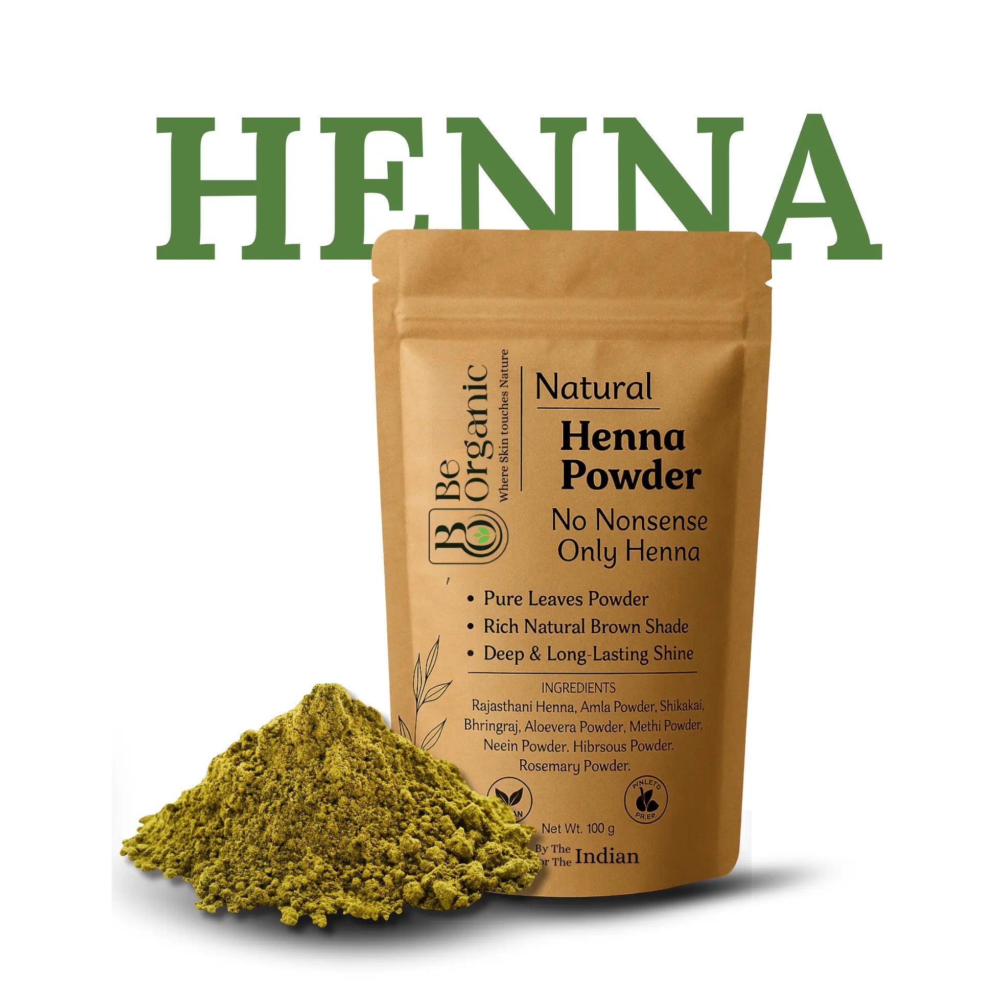Ayurvedic henna powder for natural hair dye and growth