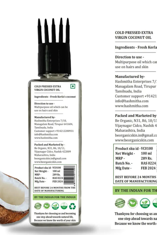 Virgin Coconut Oil for Hair & Skin | Organic & Pure (100 ml) Be Organic