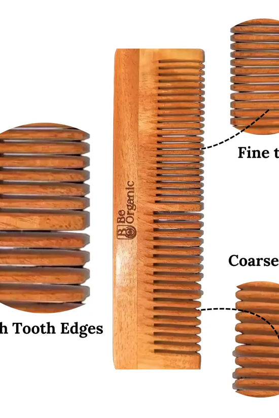 Dual Tooth Neem Comb Made with Pure Young Neem Soaked in Oil for 72 Hrs Be Organic