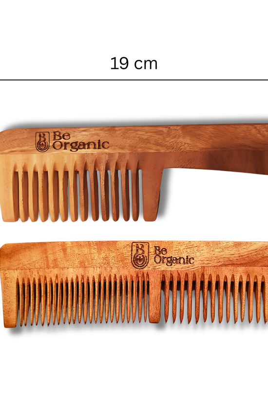 Neem Comb Combo of 2 (Handle + Dual Tooth) | Pure Neem Wood