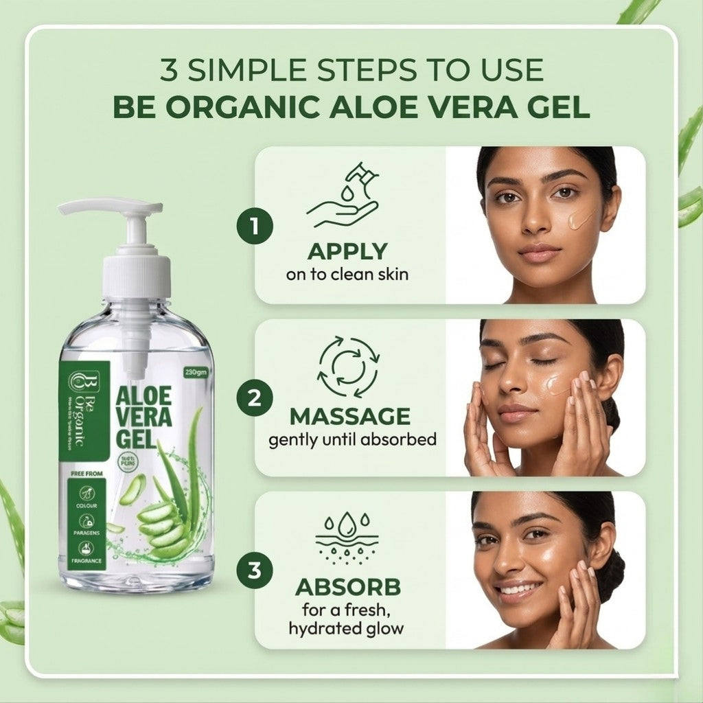 Be Organic 100% Pure Aloe Vera Gel for Skin & Hair - Hydrating & Soothing (250g)