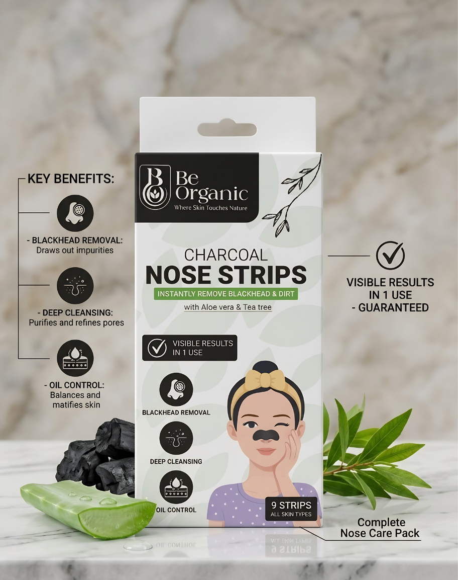 Be Organic Blackhead Remover Charcoal Nose Strips (Pack of 9)