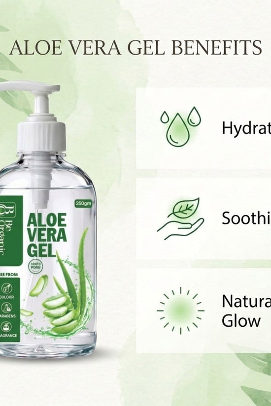 Be Organic 100% Pure Aloe Vera Gel for Skin & Hair - Hydrating & Soothing (250g)