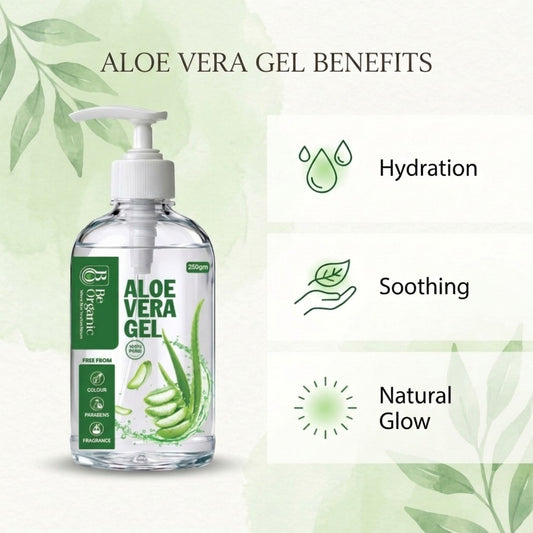 Be Organic 100% Pure Aloe Vera Gel for Skin & Hair - Hydrating & Soothing (250g)