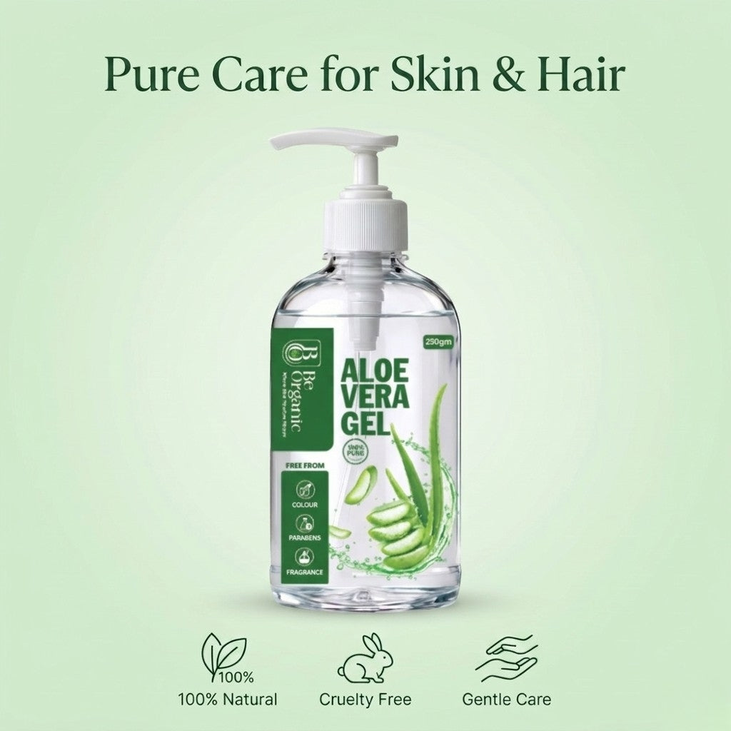 Be Organic 100% Pure Aloe Vera Gel for Skin & Hair - Hydrating & Soothing (250g)