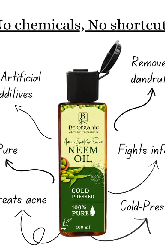 Cold Pressed Neem Oil for Hair, Skin & Scalp – 100% Pure | Be Organic Be Organic