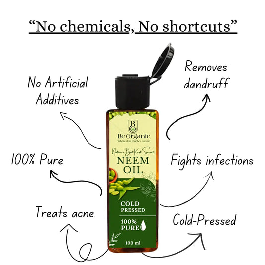 Cold Pressed Neem Oil for Hair, Skin & Scalp – 100% Pure | Be Organic Be Organic