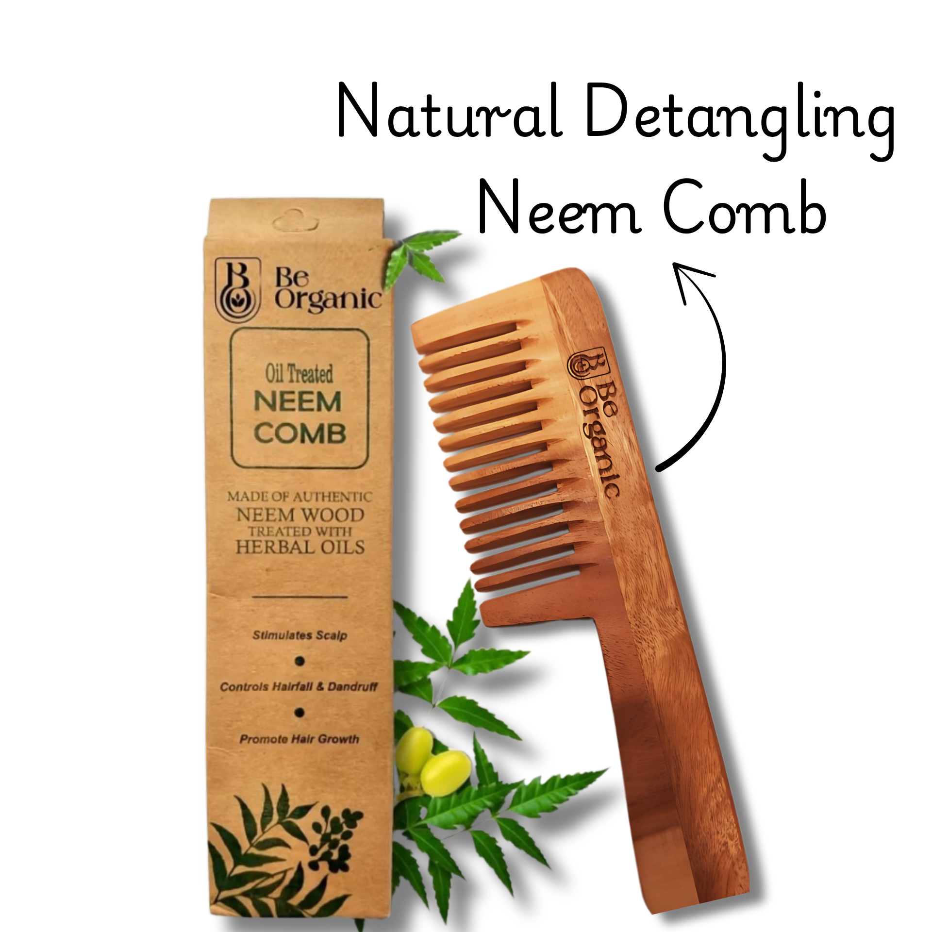 Neem wood handle comb | Be Organic