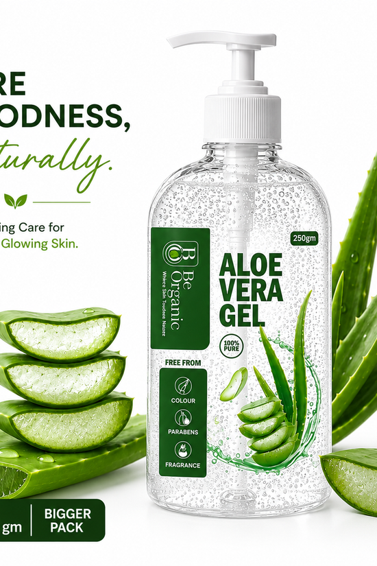 Be Organic 100% Pure Aloe Vera Gel for Skin & Hair - Hydrating & Soothing (250g)