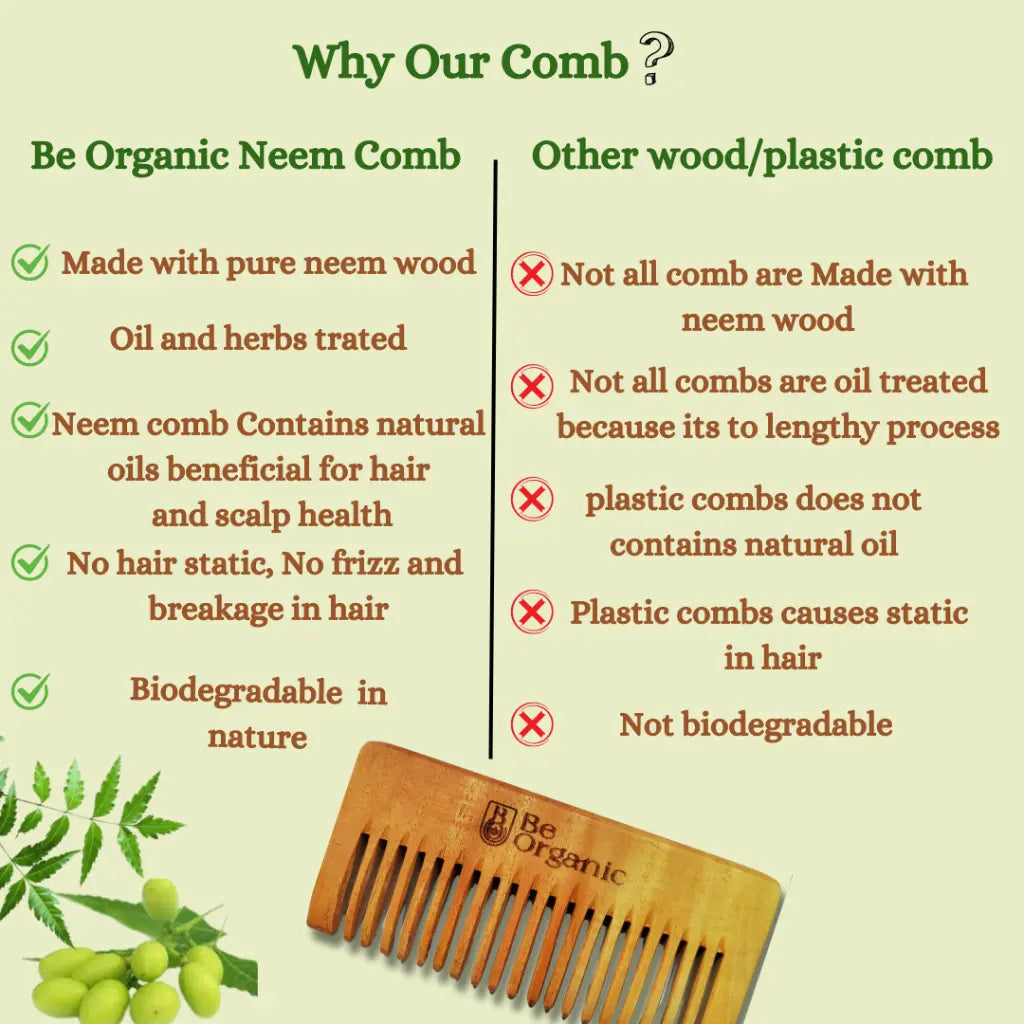 Neem Wood  Comb for Hair After Shampoo Comb Be Organic