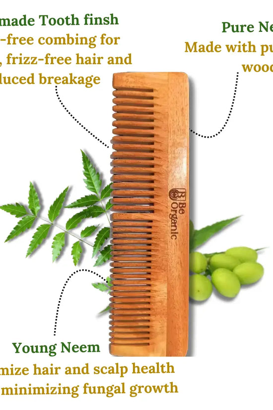 Dual Tooth Neem Comb Made with Pure Young Neem Soaked in Oil for 72 Hrs Be Organic