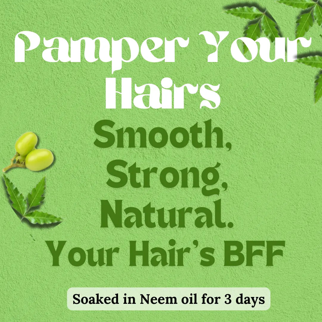 Dual Tooth Neem Comb Made with Pure Young Neem Soaked in Oil for 72 Hrs Be Organic