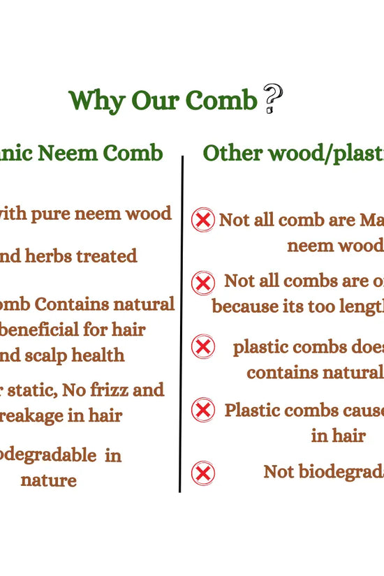 Dual Tooth Neem Comb Made with Pure Young Neem Soaked in Oil for 72 Hrs Be Organic