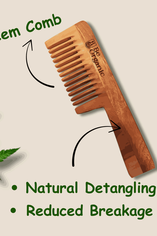 Be Organic Head to Toe Care Combo – Neem Comb & Pumice Stone for Scalp and Foot Care Be Organic