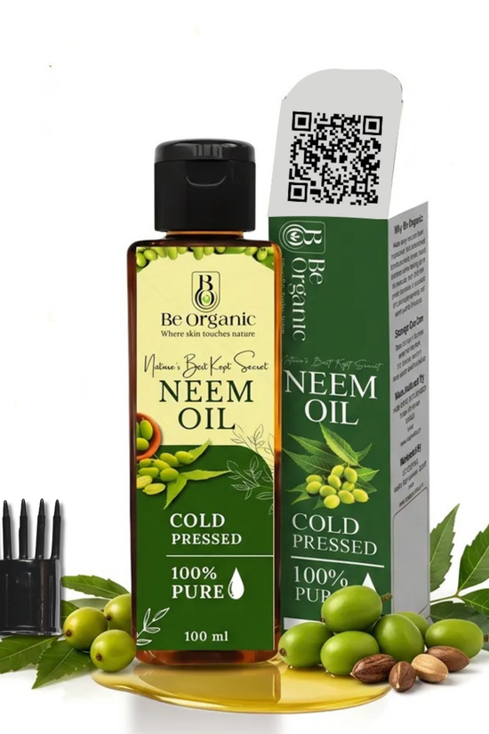 cold-pressed neem oil bottle for hair growth and dandruff