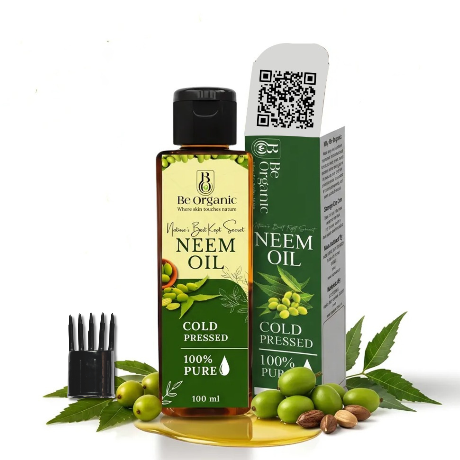 cold-pressed neem oil bottle for hair growth and dandruff