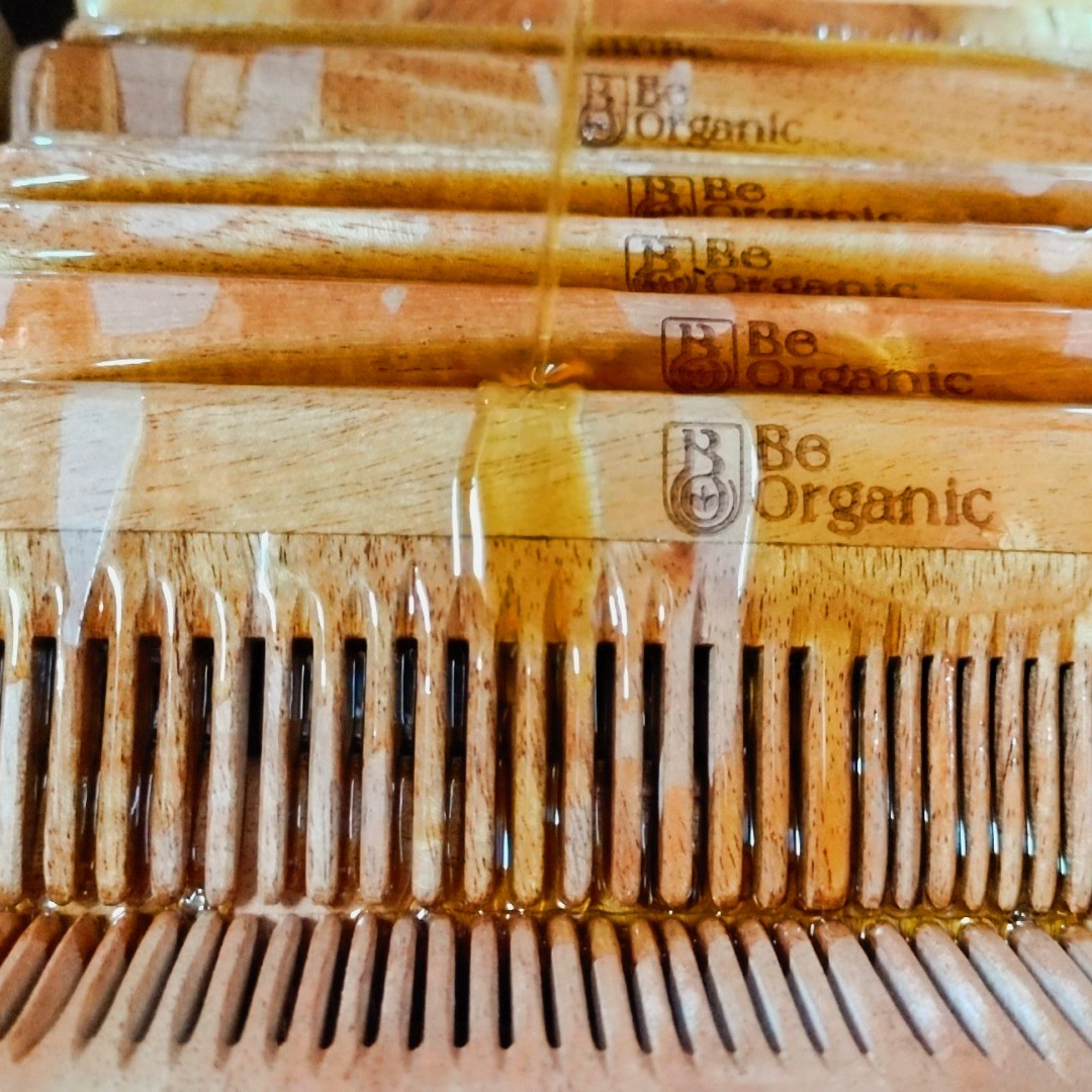 Neem Wood Comb – Wide Tooth Handle Comb | Anti-Frizz & Hair Fall Control Be Organic