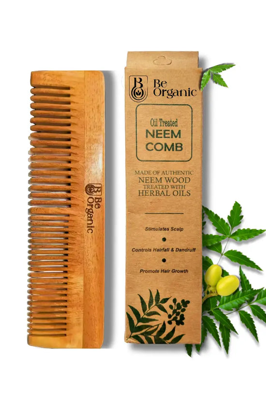 Dual Tooth Neem Comb Made with Pure Young Neem Soaked in Oil for 72 Hrs Be Organic