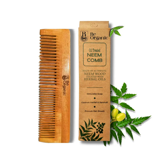 Dual Tooth Neem Comb Made with Pure Young Neem Soaked in Oil for 72 Hrs Be Organic