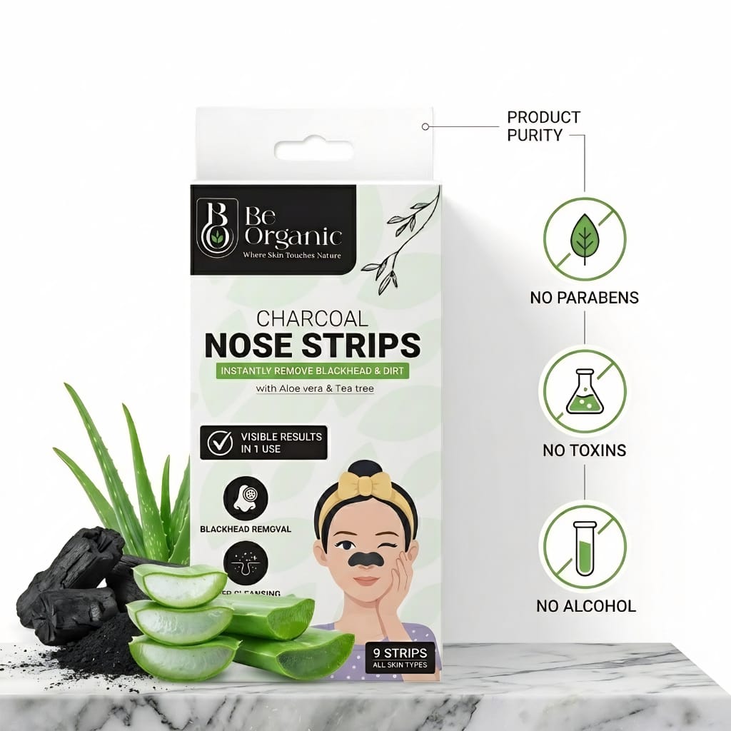 Be Organic Blackhead Remover Charcoal Nose Strips (Pack of 9)