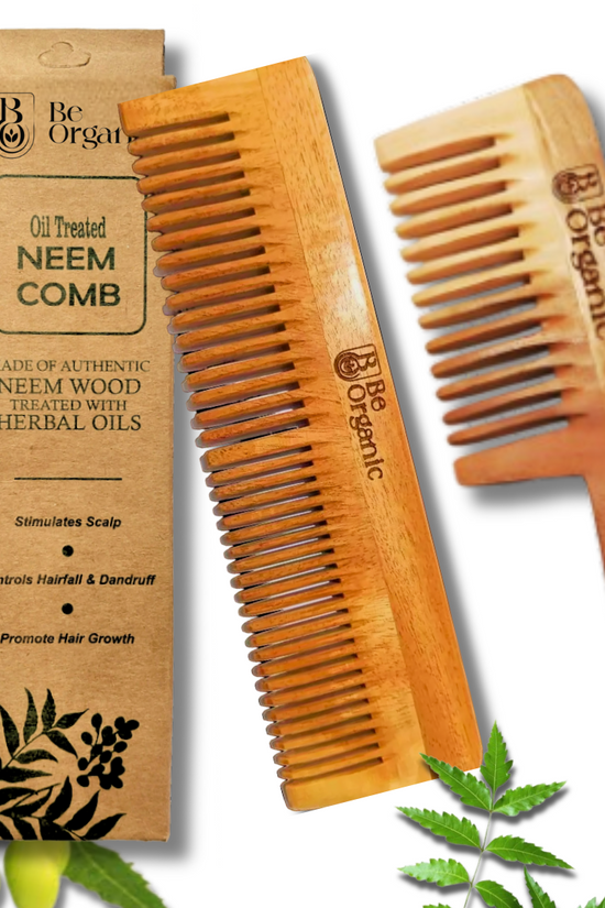  Herbal neem wood combs combo for hair growth and frizz control