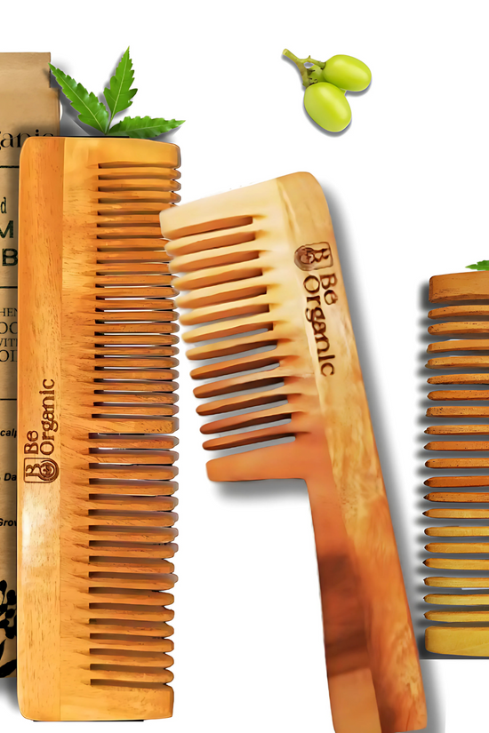 Natural Wooden Handle Comb Made from Young Neem Wood 