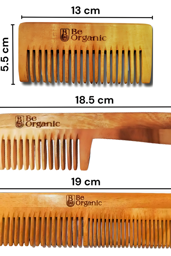 Natural Wooden Handle Comb Made from Young Neem Wood