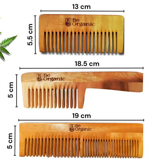 Natural Wooden Handle Comb Made from Young Neem Wood
