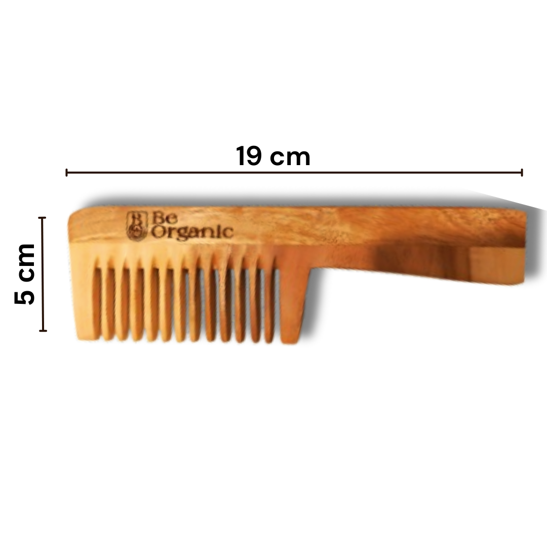 Neem Wood Handle Comb – Wide Tooth | Anti-Frizz & Hair Fall Control - Be Organic