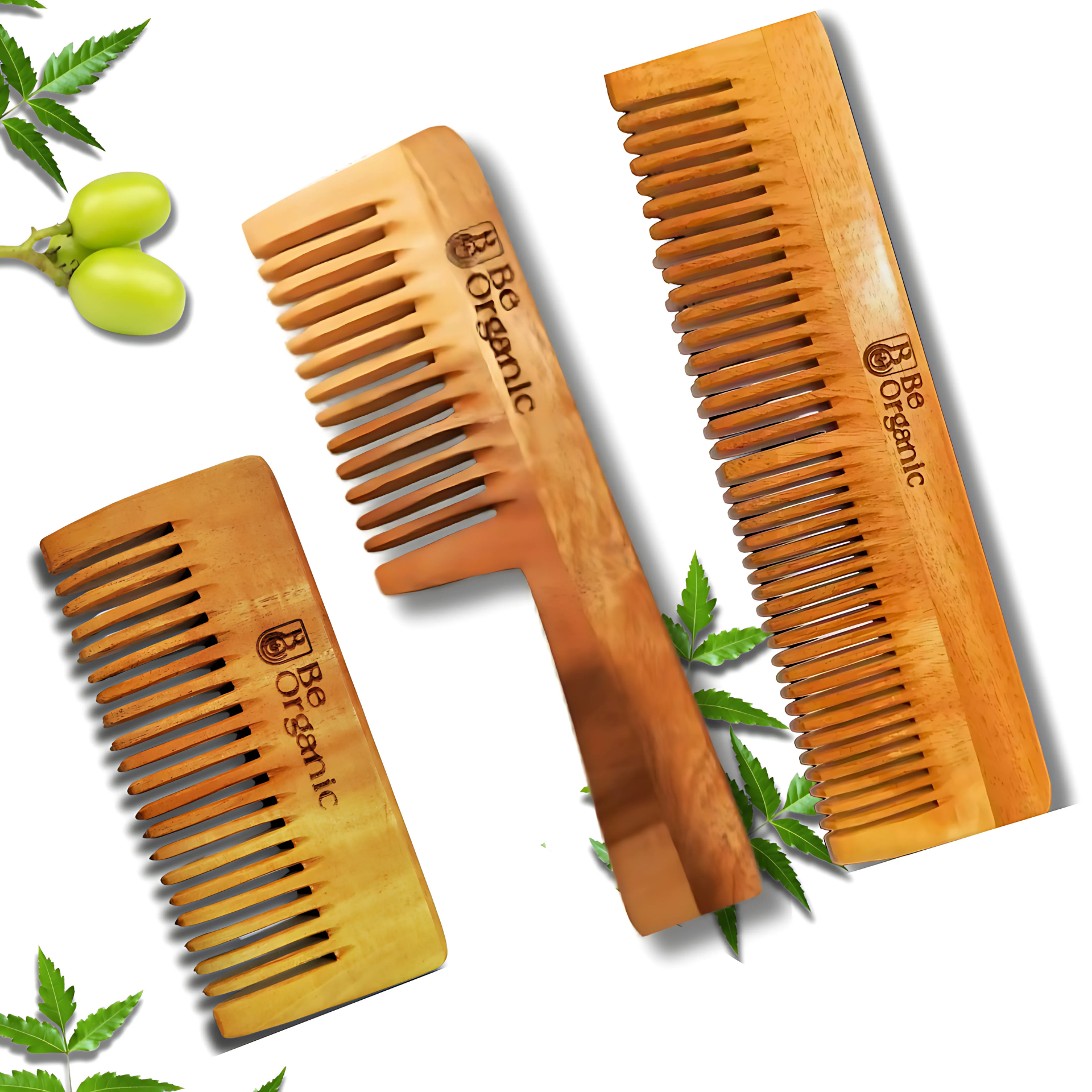 Natural Wooden Handle Comb Made from Young Neem Wood 