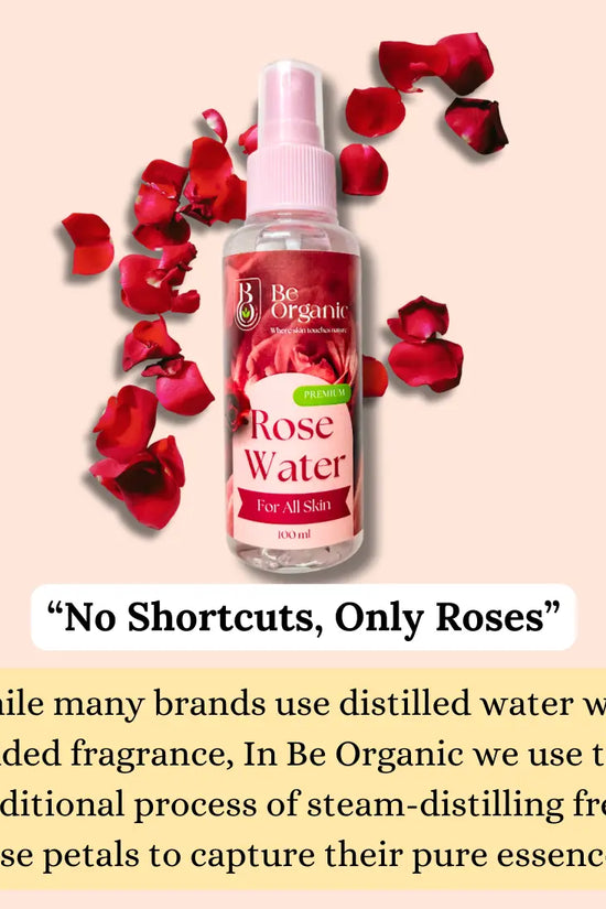 100% Pure Organic Rose Water for Face, Skin 100ml Be Organic