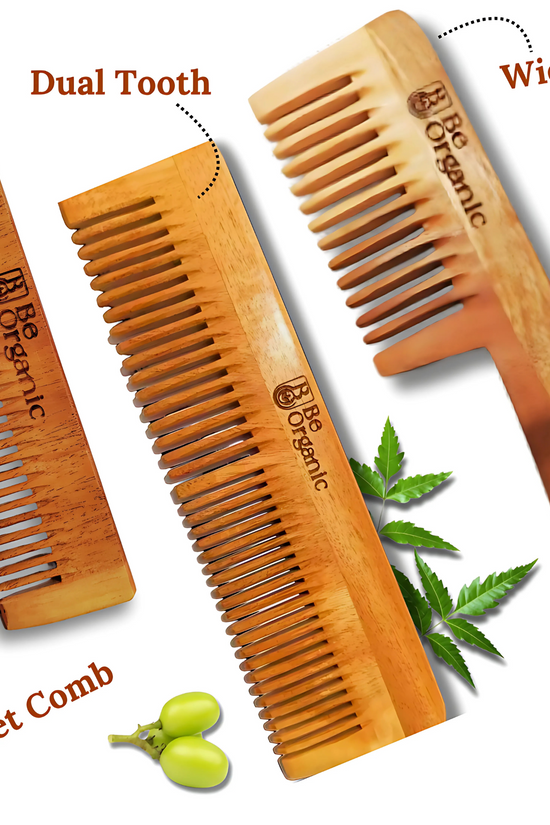 Pure Neem Wood Handle Comb – Gentle on Scalp, Promotes Hair Growth