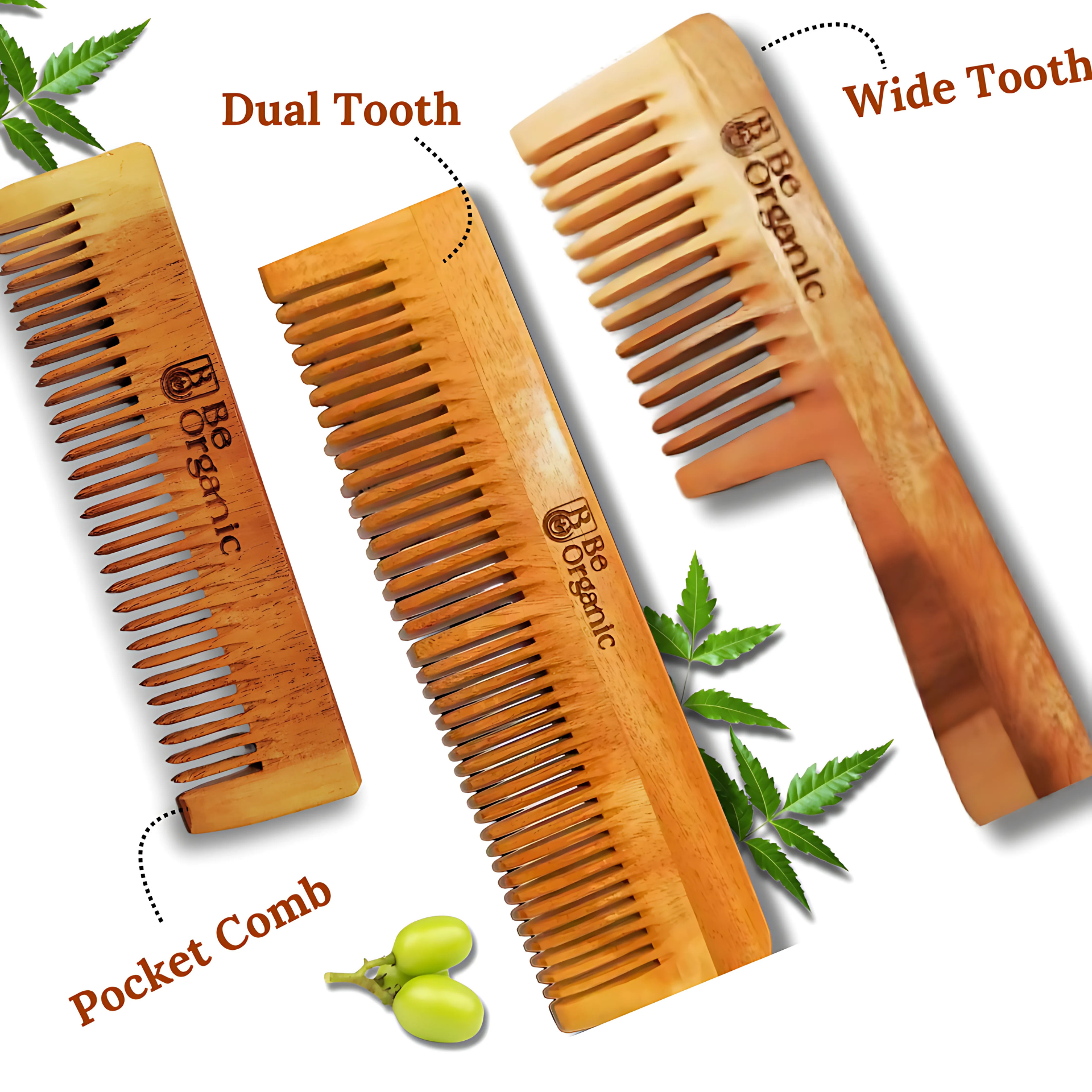Pure Neem Wood Handle Comb – Gentle on Scalp, Promotes Hair Growth