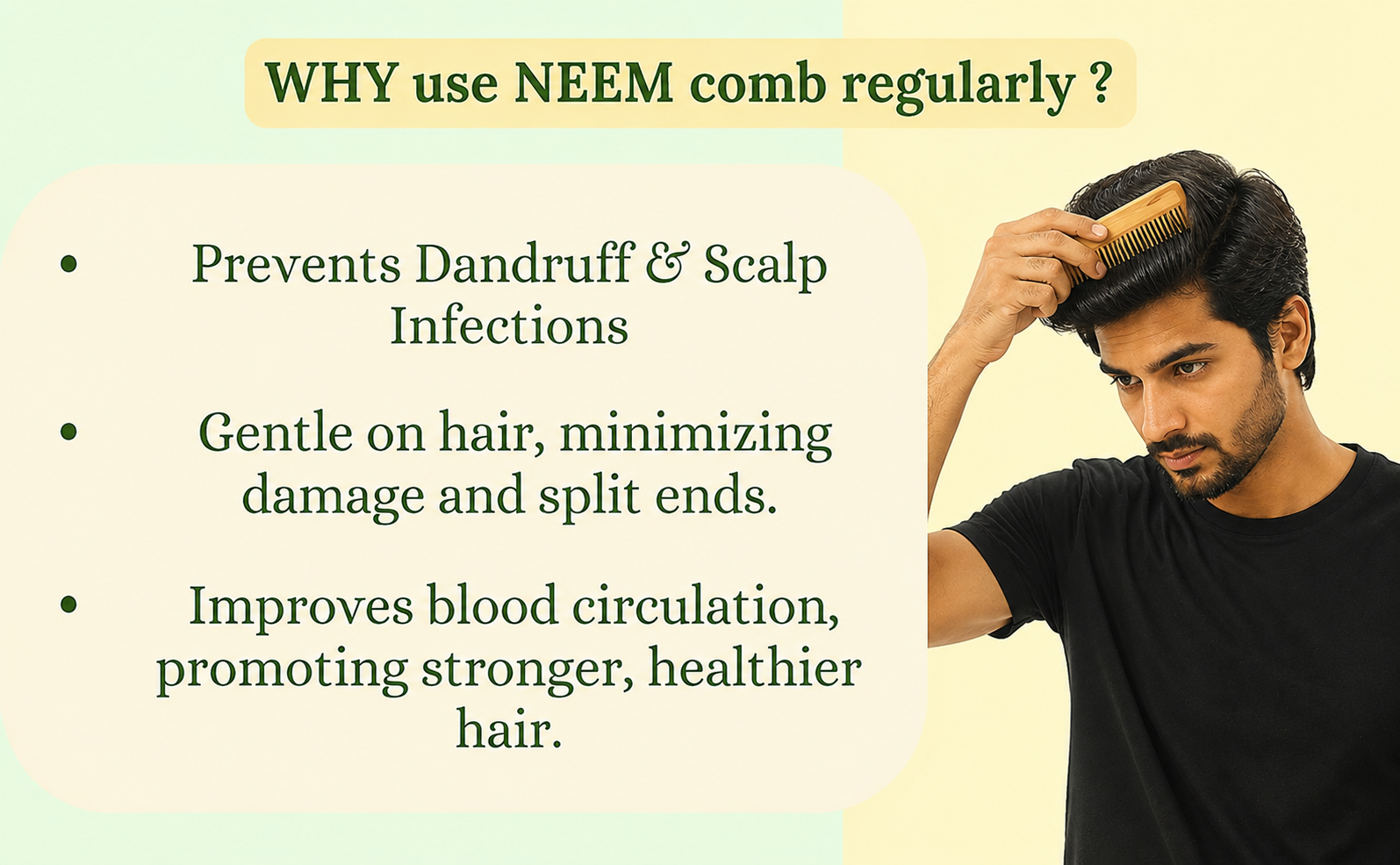 Neem Wood Pocket Comb